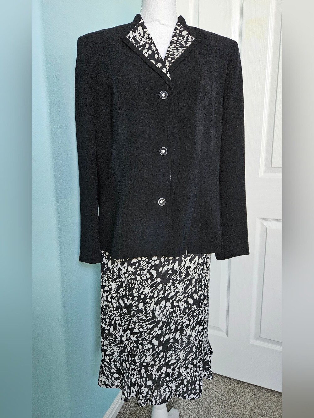 Black Blazer/printed Skirt